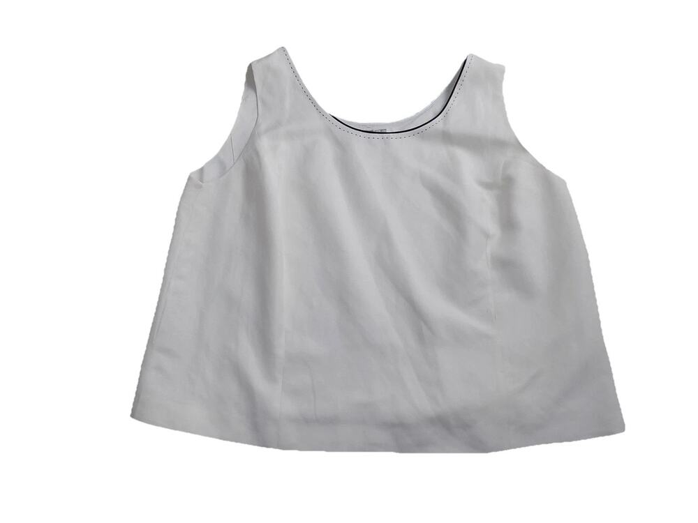 Tahari ivory linen blouse sleeveless Plus size 22W
